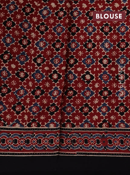 Modal Silk Saree maroon and black with allover ajrakh prints and printed border