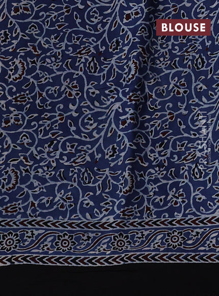 Modal Silk Saree indigo blue and black with allover ajrakh prints and printed border