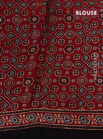 Modal Silk Saree maroon and black with allover ajrakh prints and printed border
