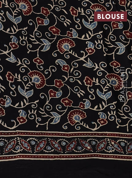 Modal Silk Saree black with allover ajrakh prints long printed border