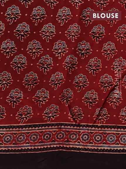 Modal Silk Saree maroon and black with allover ajrakh prints and printed border