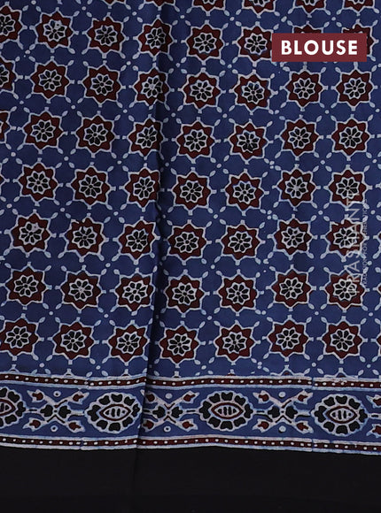 Modal Silk Saree indigo blue and black with allover ajrakh prints and printed border