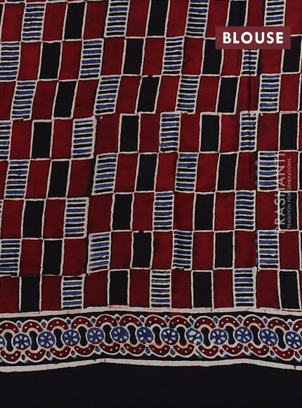 Modal Silk Saree black with allover ajrakh prints and printed border