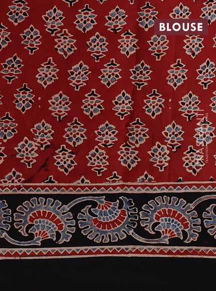 Modal Silk Saree maroon and black with allover ajrakh prints and printed border
