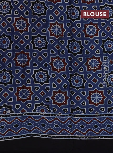 Modal Silk Saree indigo blue and black with allover ajrakh prints and printed border
