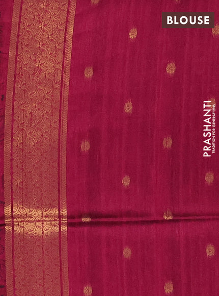 Bhagalpuri tussar saree beige and dark pink with allover kalamkari prints & zari buttas and zari woven butta border