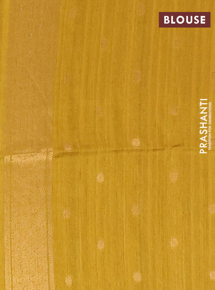 Bhagalpuri tussar saree beige and mustard yellow with allover kalamkari prints & zari buttas and zari woven butta border