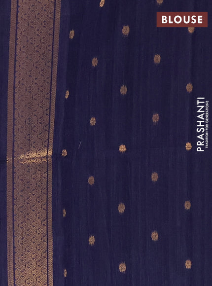 Bhagalpuri tussar saree beige and navy blue with allover kalamkari prints & zari buttas and zari woven butta border