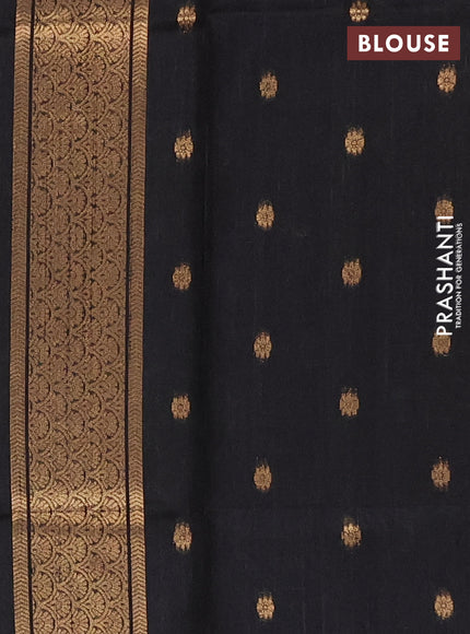 Bhagalpuri tussar saree beige and black with allover kalamkari prints & zari buttas and zari woven butta border