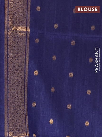 Bhagalpuri tussar saree beige and navy blue with allover kalamkari prints & zari buttas and zari woven butta border