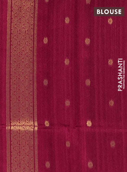 Bhagalpuri tussar saree dark pink with allover zigzag ikat prints and zari woven butta prints