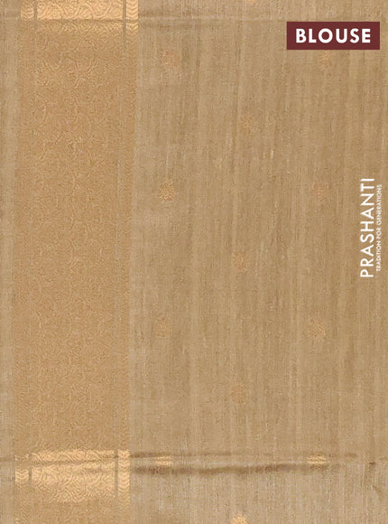Bhagalpuri tussar saree dark beige with allover zigzag ikat prints and zari woven butta prints