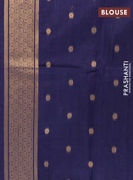 Bhagalpuri tussar saree navy blue with allover zigzag ikat prints and zari woven butta prints