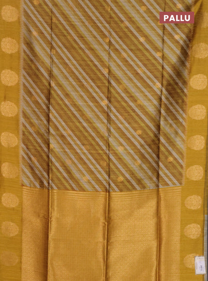 Bhagalpuri tussar saree mustard yellow with allover leheriya prints & zari buttas and zari woven butta prints