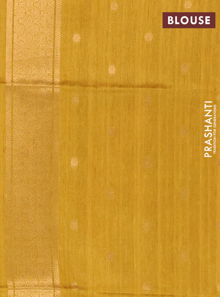 Bhagalpuri tussar saree mustard yellow with allover leheriya prints & zari buttas and zari woven butta prints