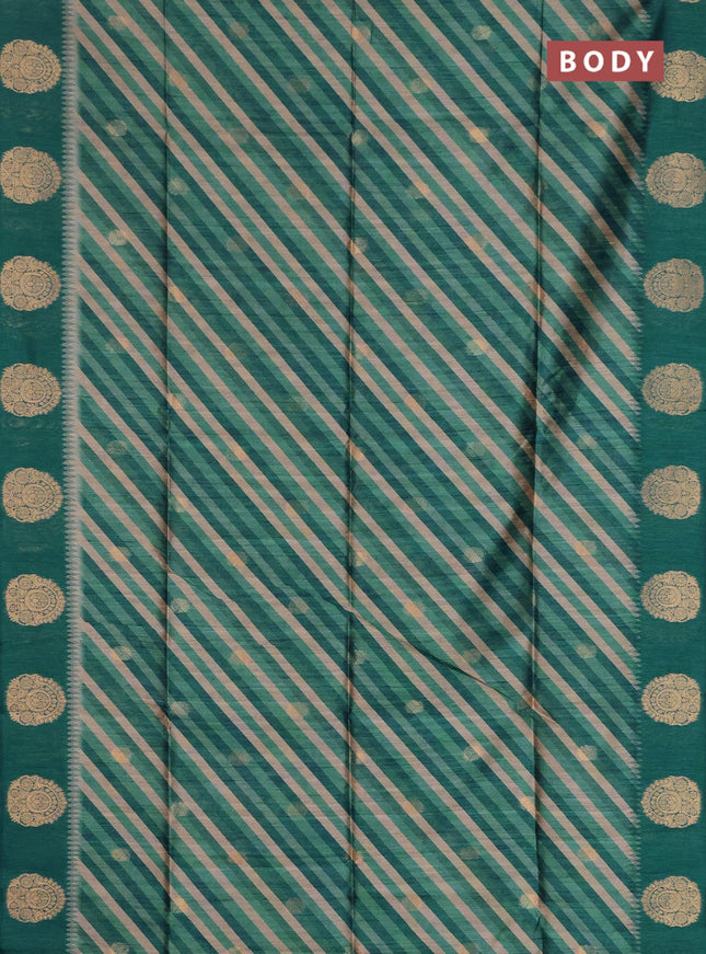 Bhagalpuri tussar saree peacock green with allover leheriya prints & zari buttas and zari woven butta prints