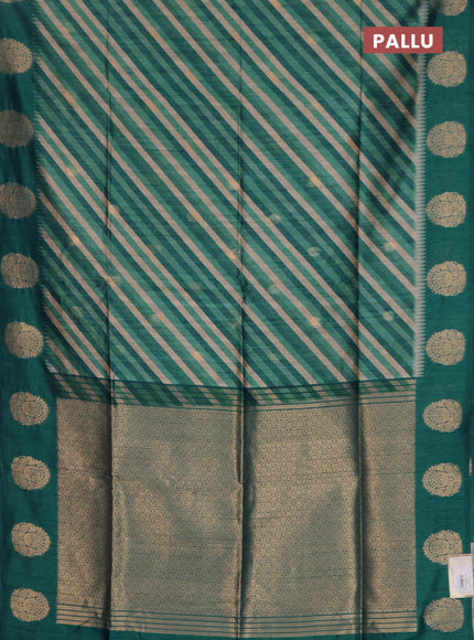 Bhagalpuri tussar saree peacock green with allover leheriya prints & zari buttas and zari woven butta prints