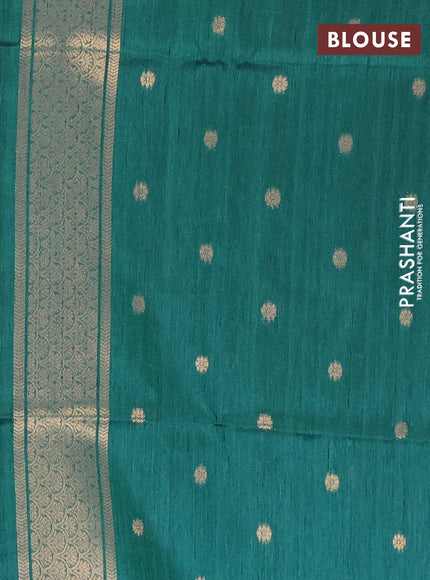 Bhagalpuri tussar saree peacock green with allover leheriya prints & zari buttas and zari woven butta prints