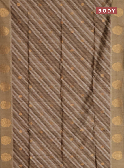 Bhagalpuri tussar saree dark beige with allover leheriya prints & zari buttas and zari woven butta prints
