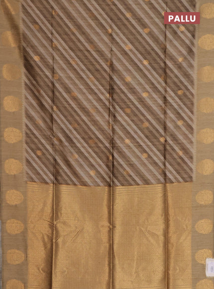 Bhagalpuri tussar saree dark beige with allover leheriya prints & zari buttas and zari woven butta prints