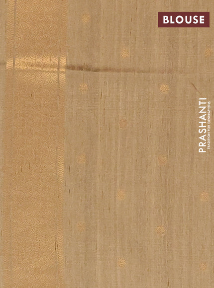 Bhagalpuri tussar saree dark beige with allover leheriya prints & zari buttas and zari woven butta prints