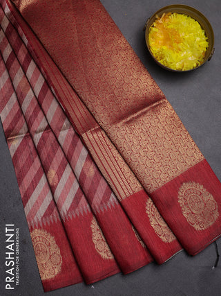 Bhagalpuri tussar saree maroon with allover leheriya prints & zari buttas and zari woven butta prints