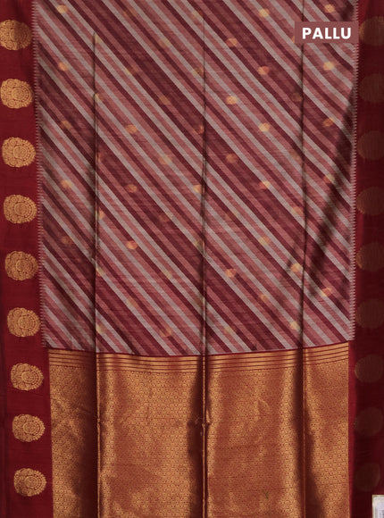 Bhagalpuri tussar saree maroon with allover leheriya prints & zari buttas and zari woven butta prints