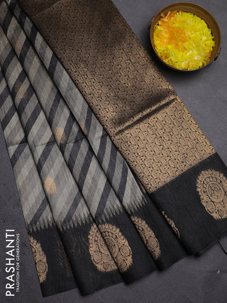 Bhagalpuri tussar saree black with allover leheriya prints & zari buttas and zari woven butta prints