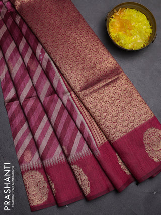 Bhagalpuri tussar saree pink with allover leheriya prints & zari buttas and zari woven butta prints