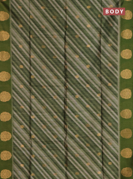 Bhagalpuri tussar saree mehendi green with allover leheriya prints & zari buttas and zari woven butta prints