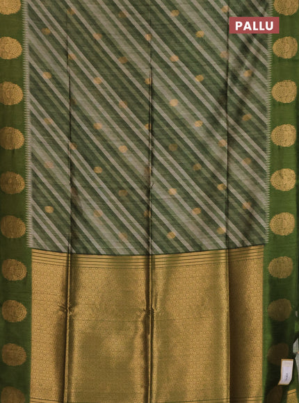 Bhagalpuri tussar saree mehendi green with allover leheriya prints & zari buttas and zari woven butta prints