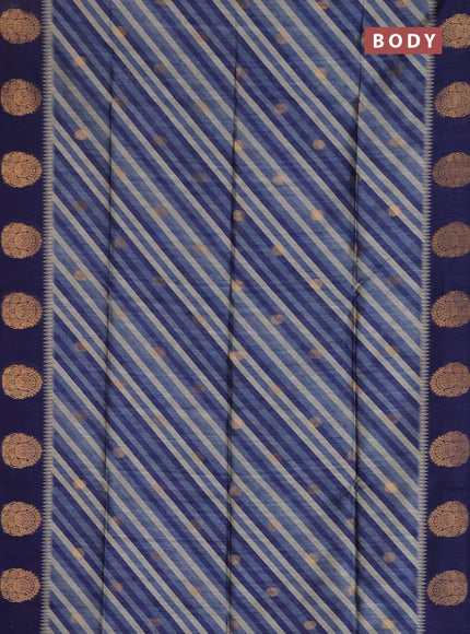 Bhagalpuri tussar saree navy blue with allover leheriya prints & zari buttas and zari woven butta prints