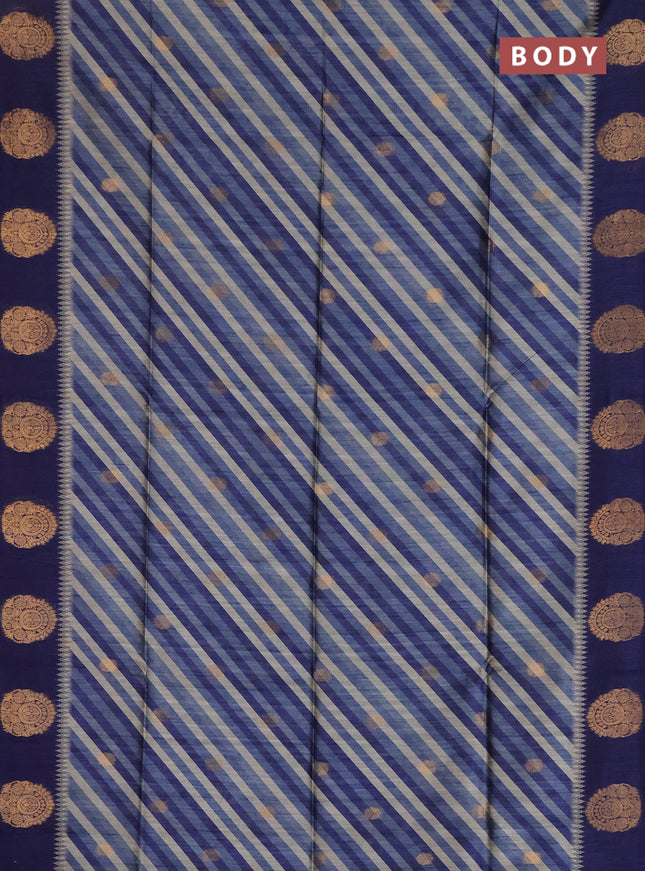 Bhagalpuri tussar saree navy blue with allover leheriya prints & zari buttas and zari woven butta prints