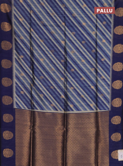 Bhagalpuri tussar saree navy blue with allover leheriya prints & zari buttas and zari woven butta prints