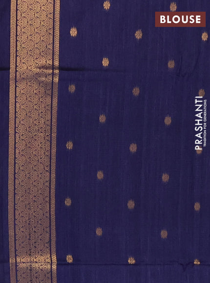 Bhagalpuri tussar saree navy blue with allover leheriya prints & zari buttas and zari woven butta prints