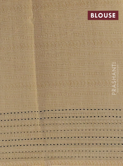 Chanderi silk cotton saree black and cream with allover prints and kantha stitch work border