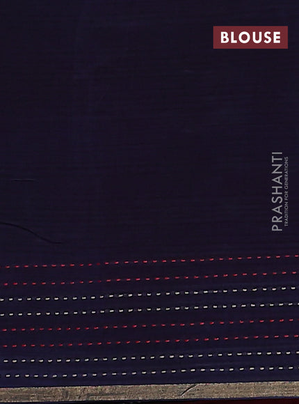 Chanderi silk cotton saree red and navy blue with pichwai prints and kantha stitch work border
