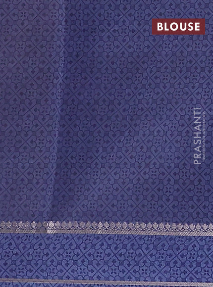 Chanderi silk cotton saree beige and blue with allover floral prints and woven border