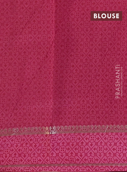Chanderi silk cotton saree light pink and pink with allover floral prints and woven border
