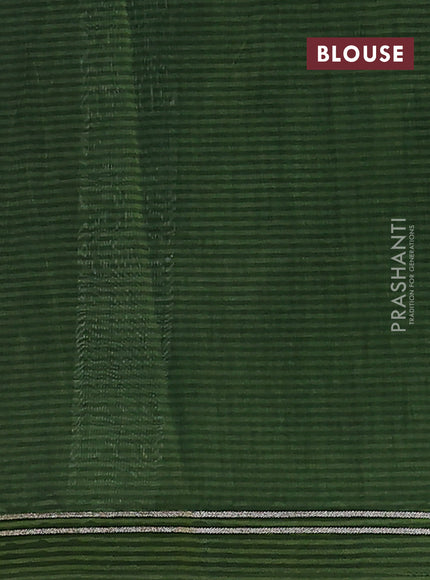 Chanderi silk cotton saree navy blue and green with pichwai prints and woven border