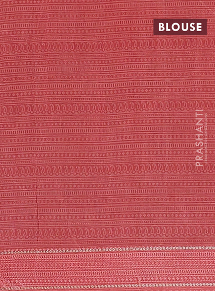 Chanderi silk cotton saree peach shade with allover pichwai prints and woven border