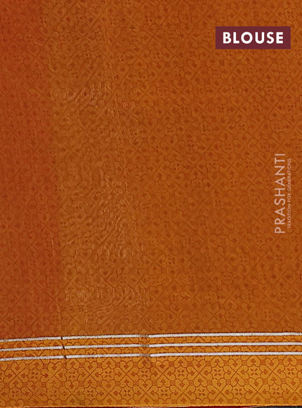 Chanderi silk cotton saree mustard and red with allover ikat buttas and woven border