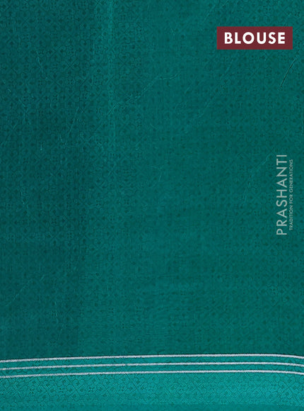 Chanderi silk cotton saree teal green and navy blue with allover ikat buttas and woven border