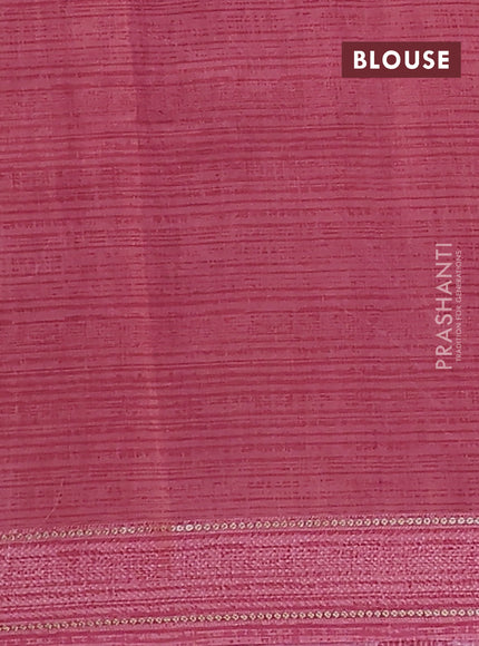 Chanderi silk cotton saree dark peach and pink with allover kalamkari prints and woven border