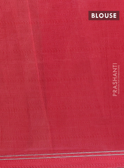 Chanderi silk cotton saree mild peach with allover pichwai prints and zari woven simple border