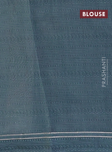 Chanderi silk cotton saree pastel blue with allover pichwai prints and zari woven simple border