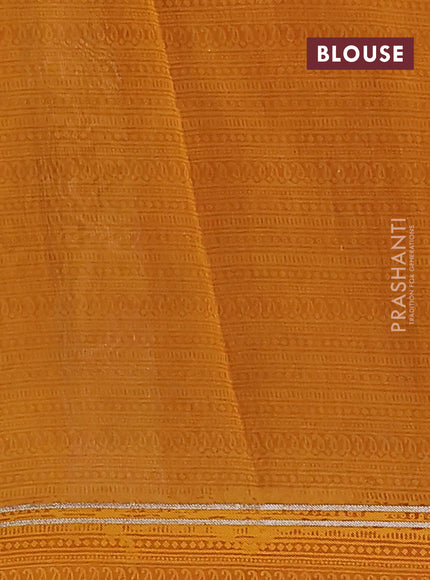 Chanderi silk cotton saree yellow and mustard with allover pichwai prints and zari woven simple border