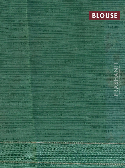 Chanderi silk cotton saree blue shade and green with allover floral prints and woven border