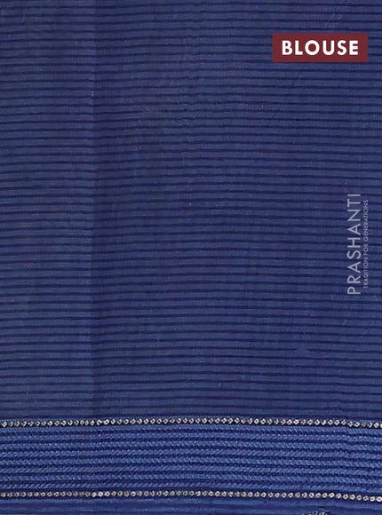 Chanderi silk cotton saree light green and blue with allover floral prints and woven border