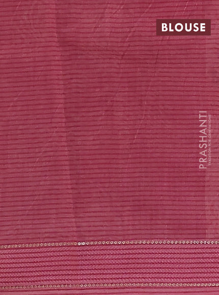 Chanderi silk cotton saree cream and pink with allover floral prints and woven border